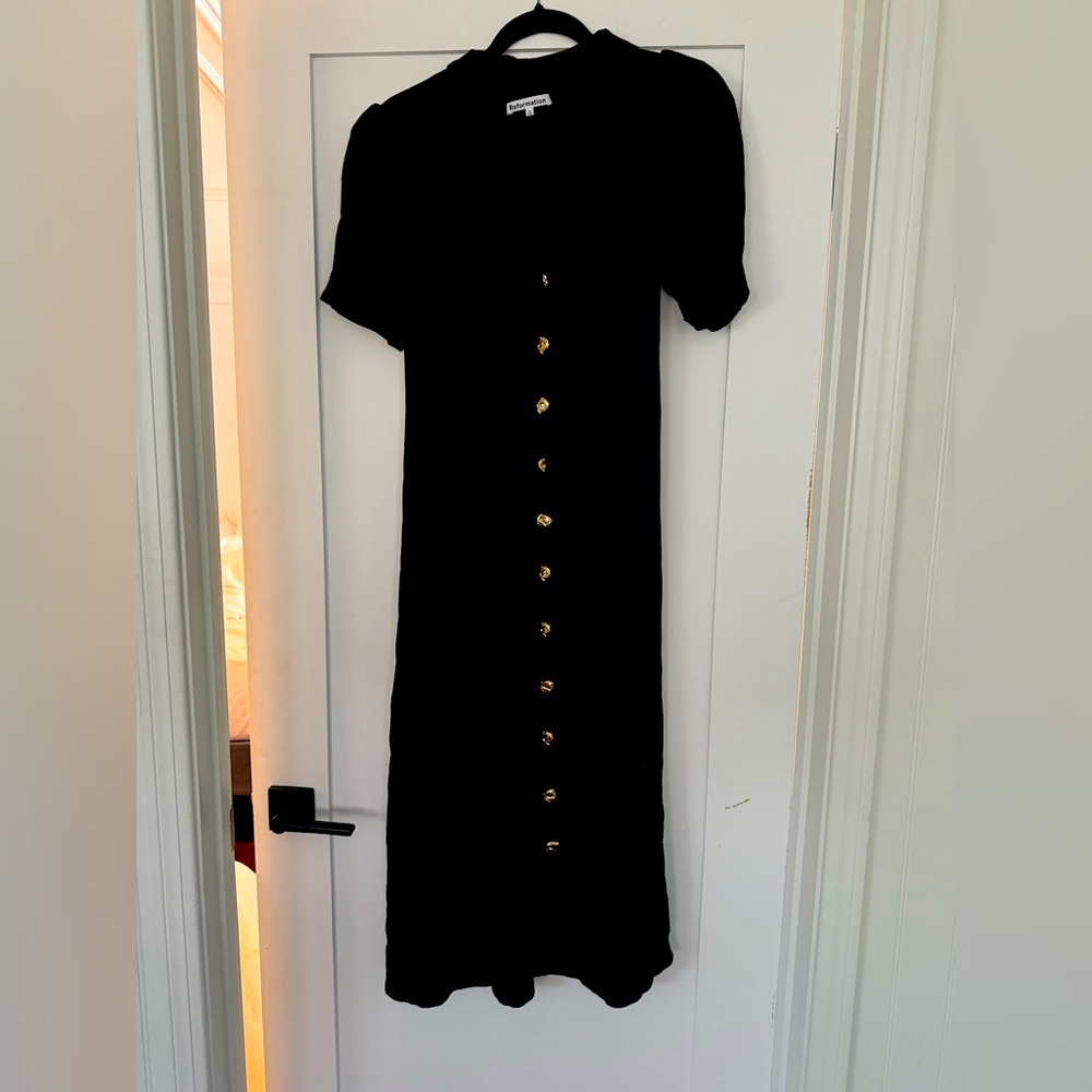 Reformation dress with gold buttons